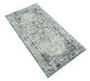 Beige, Olive and Gray and Black Antique Finish, Vintage look, Art Silk Area Rug, Living Room Rug | TRDMM7