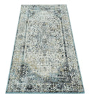 Art Silk Area Rug Beige Olive Gray Black Vintage Oriental Medallion - Antique Finish