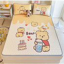 GobekUsa Cartoon Pattern Latex Mattress Set for Home, 3-Layer Rebound Soft Breathable Bed Sheets