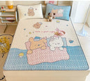 GobekUsa Cartoon Pattern Latex Mattress Set for Home, 3-Layer Rebound Soft Breathable Bed Sheets