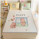 GobekUsa Cartoon Pattern Latex Mattress Set for Home, 3-Layer Rebound Soft Breathable Bed Sheets