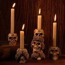 Beige resin bone skeleton candlestick holder set dining room decor by Decorbites