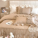 GobekUsa Cake Layers Cotton Duvet Set: Ruffles, Bedspread, Sheet, Pillowcases