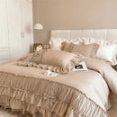 GobekUsa Cake Layers Cotton Duvet Set: Ruffles, Bedspread, Sheet, Pillowcases