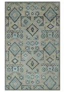 Beige, Silver and Charcoal Hand Knotted Traditional Mamluk design 5x8 wool Area Rug