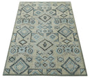 Beige, Silver and Charcoal Hand Knotted Traditional Mamluk design 5x8 wool Area Rug