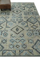Beige, Silver and Charcoal Hand Knotted Traditional Mamluk design 5x8 wool Area Rug