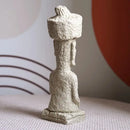 Beige stone easter island moai pukao statue living room decor by Decorbites