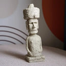 Beige stone easter island moai pukao statue living room decor by Decorbites