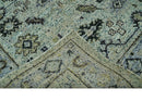 Beige, Teal and Black 5x8 Hand Knotted Traditional Art Silk area Rug
