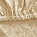 Beige textured jacquard elastic seat covers dining room chair decor by Decorbites