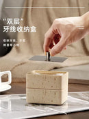 GobekUsa Double Decker Jewelry Organizer with Natural Stone, 2 in 1 Floss Box & Bathroom Ornament
