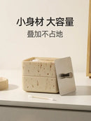 GobekUsa Double Decker Jewelry Organizer with Natural Stone, 2 in 1 Floss Box & Bathroom Ornament