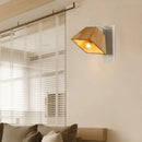 GobekUsa Beige Trapezoid Shade Rotatable Wood Wall Sconce - Modern Balcony Bedroom Lamp