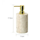 GobekUsa Beige Travertine Marble Bathroom Accessories Set - Soap Dispenser, Soap Dish, Reed Diffuser