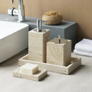GobekUsa Beige Travertine Marble Bathroom Accessories Set - Soap Dispenser, Soap Dish, Reed Diffuser
