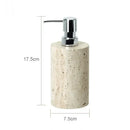 GobekUsa Beige Travertine Marble Bathroom Accessories Set - Soap Dispenser, Soap Dish, Reed Diffuser