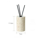 GobekUsa Beige Travertine Marble Bathroom Accessories Set - Soap Dispenser, Soap Dish, Reed Diffuser