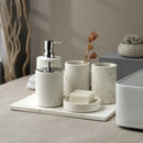 GobekUsa Beige Travertine Marble Bathroom Set - Soap Dispenser Toothbrush Holder Tissue Box