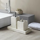 GobekUsa Beige Travertine Marble Bathroom Set - Soap Dispenser Toothbrush Holder Tissue Box