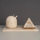 GobekUsa Beige Travertine Marble Mubkhar Bakhoor Incense Holder Oud Burner