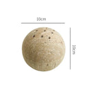 GobekUsa Beige Travertine Marble 9-Hole Sphere Incense Burner Burner Wood Plate Holder