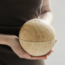 GobekUsa Beige Travertine Marble 9-Hole Sphere Incense Burner Burner Wood Plate Holder