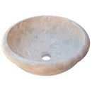 Handcarved Beige Travertine Natural Stone Round Drop Sink
