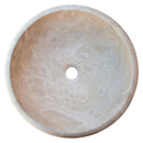 Handcarved Beige Travertine Natural Stone Round Drop Sink