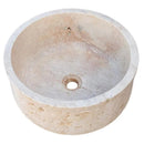 Beige Round Travertine Stone Vessel Sink Polished For Bathroom Vanity