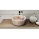 Beige Round Travertine Stone Vessel Sink Polished For Bathroom Vanity