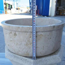 Beige Round Travertine Stone Vessel Sink Polished For Bathroom Vanity