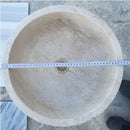 Beige Round Travertine Stone Vessel Sink Polished For Bathroom Vanity