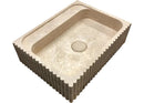 Beige Hand Carved Travertine Stone Vanity Wall Mounted Bathroom Sink