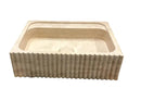 Beige Hand Carved Travertine Stone Vanity Wall Mounted Bathroom Sink