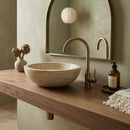 Beige Travertine Natural Stone Vessel Bathroom Sink 16x6 Honed
