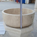 Beige Turkish Travertine Natural Stone Round Vessel Bathroom Sink