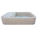 Beige Travertine Wall Mount Bathroom Sink With Hidden Drain