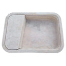 Beige Travertine Wall Mount Bathroom Sink With Hidden Drain