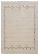 Beige Tribal Border Hand Loomed Wool Area Rug
