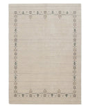 Hand Loomed Beige Wool Area Rug with Tribal Border Authentic Pattern by The Rug Decor
