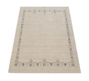 Hand Loomed Beige Wool Area Rug with Tribal Border Authentic Pattern by The Rug Decor