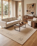 Beige Wool Area Rug Tribal Center Medallion - Hand Loomed Design by The Rug Decor