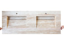 Beige Vein-Cut Travertine Double Bathroom Vanity Top Sink - (W)23" (L)60" (H)5.5"