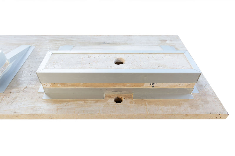 Beige Vein-Cut Travertine Double Bathroom Vanity Top Sink - (W)23" (L)60" (H)5.5"