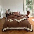 GobekUsa French Lace Ruffles Bedding Set - Soft and Skin-friendly Duvet Cover Set