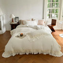 GobekUsa French Lace Ruffles Bedding Set - Soft and Skin-friendly Duvet Cover Set