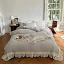 GobekUsa French Lace Ruffles Bedding Set - Soft and Skin-friendly Duvet Cover Set