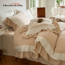 GobekUsa French Lace Ruffles Bedding Set - Soft and Skin-friendly Duvet Cover Set