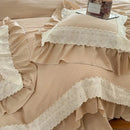 GobekUsa French Lace Ruffles Bedding Set - Soft and Skin-friendly Duvet Cover Set